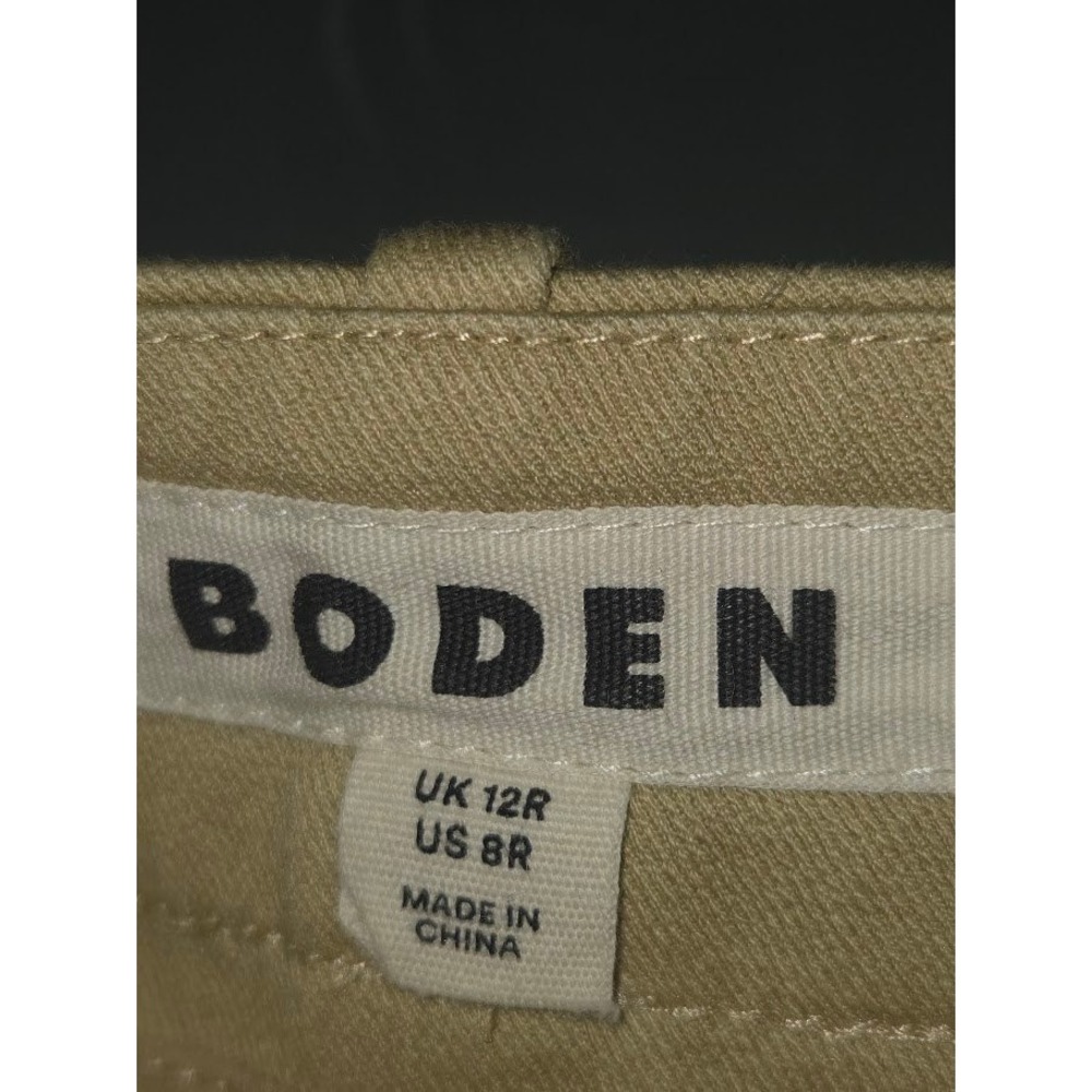 Boden Tan Khaki Button Front Utility Skirt Size 8R Pocketed Twill Cotton A-Line - Picture 6 of 7